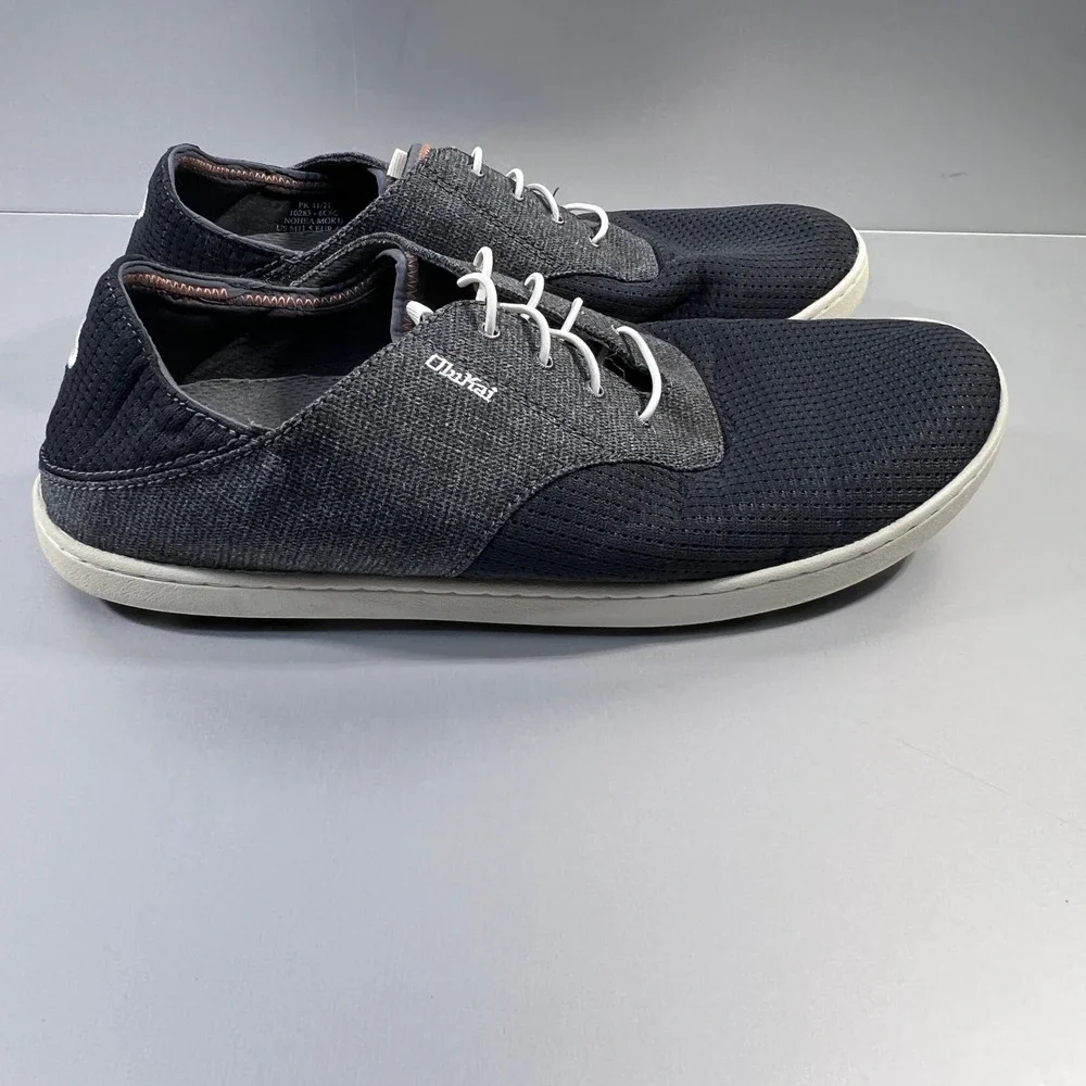 OluKai Nohea Moku Mens Fog Dark Shadow Mesh Boat Shoe Size 11.5 casual sneaker